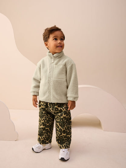 Stone Plain Funnel Neck Fleece Zip Through Fleece (3mths-7yrs)