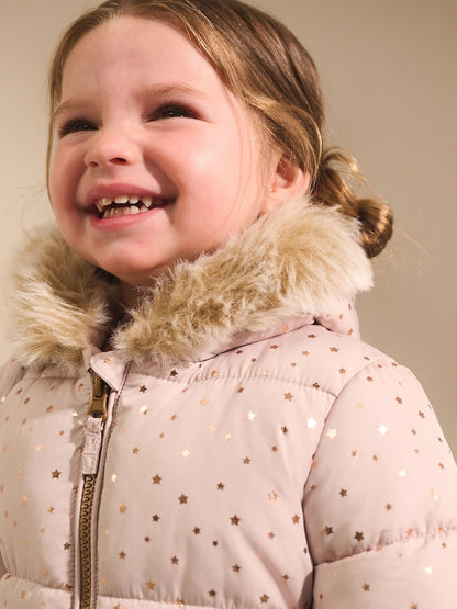 Pale Pink Print Shower Resistant Snowsuit (3mths-7yrs)