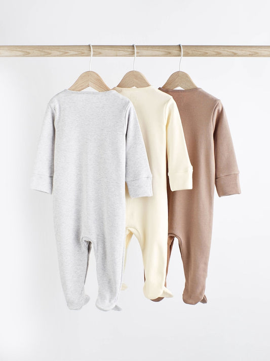 Neutral Baby 100% Cotton Sleepsuits 3 Pack (0-2yrs)