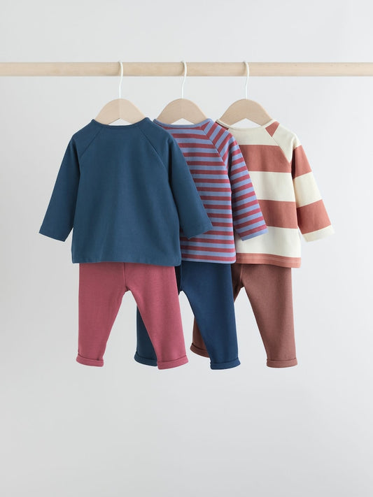 Navy/Brown Bear Tops and Leggings 6 Piece Baby Set (0mths-3yrs)