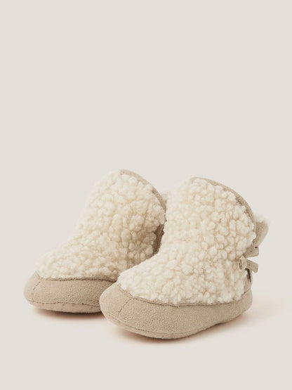 Monsoon Cream Baby Borg Bootie Shoes