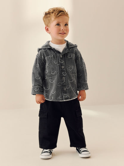 Grey Face Denim Hooded Overshirt (3mths-7yrs)