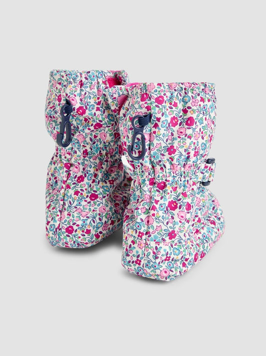 JoJo Maman Bébé Cream Ditsy Print Fleece Lined Booties