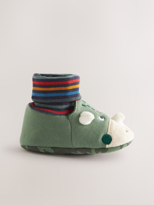Green Dinosaur Baby Sock Top Boot Shoes (0-18mths)