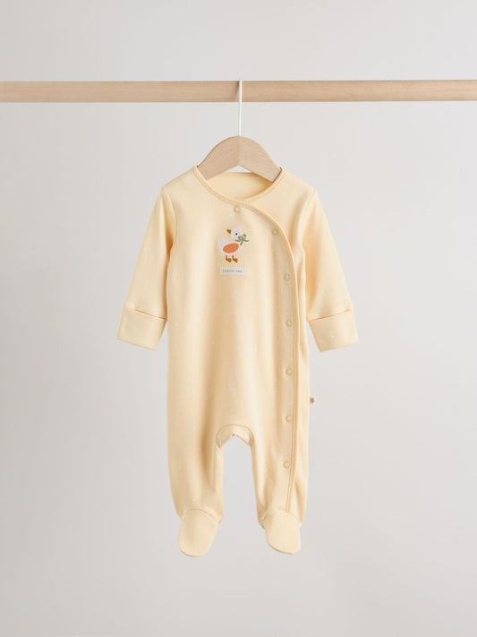 Yellow 3 Pack Baby Sleepsuits