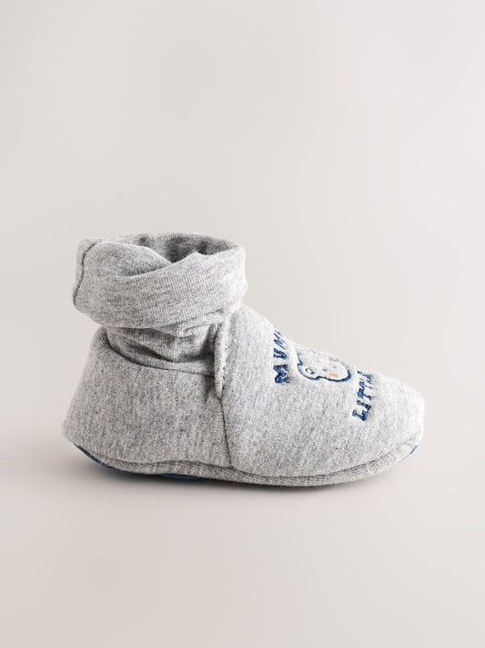 Blue Mummy And Daddy Baby Booties Socks 2 Pack (0-24 months) (0-18mths)
