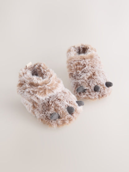 Neutral Bear Claw Baby Touch Fastening Slipper Boots (0-2mths)