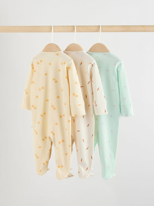 Yellow Easter Character 3 Pack Baby Sleepsuits (0mths-2yrs)