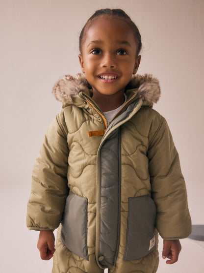 Khaki Green Shower Resistant Snowsuit (3mths-7yrs)