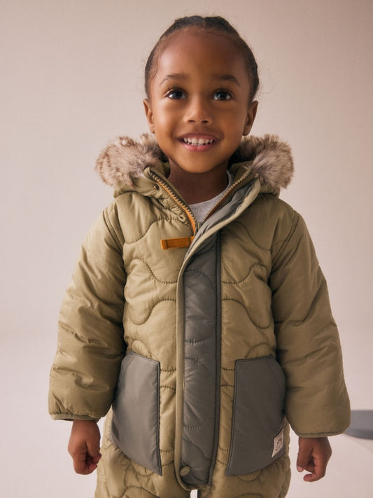 Khaki Green Shower Resistant Snowsuit (3mths-7yrs)