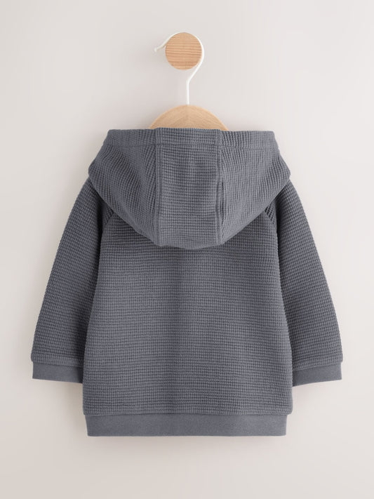 Charcoal Grey Lightweight Textured Jersey Baby Jacket