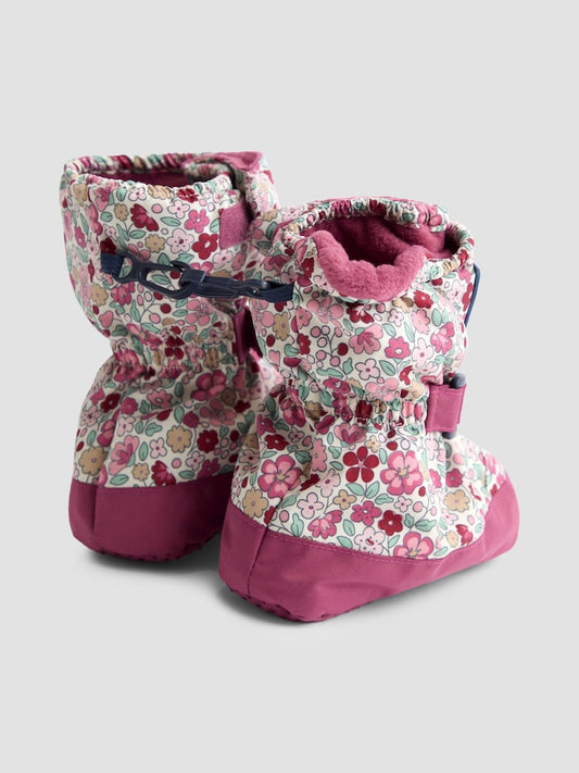 JoJo Maman Bébé Pink Ditsy Fleece Lined Booties
