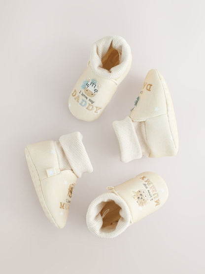 Neutral I Love Mummy/Daddy Baby Sock Top Bootie Shoes (0-18mths)