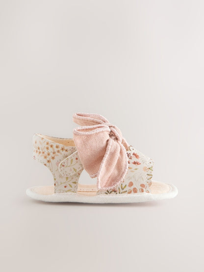 Pink Baby Bow Floral Sandals (0-24mths)