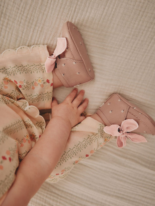 Pink Rust Baby Floral Print Boots (0-18mths)