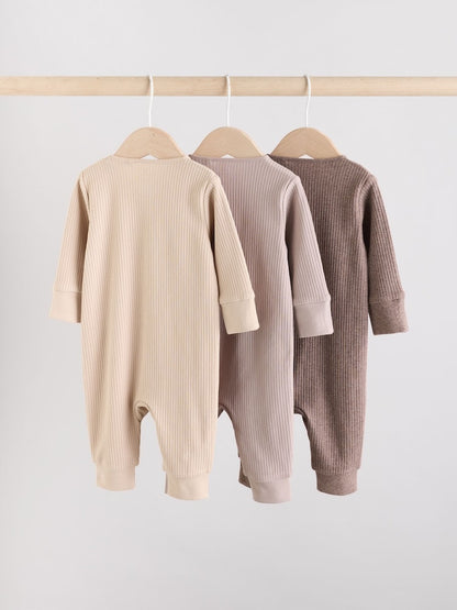 Chocolate Brown 3 Pack Baby Sleepsuits (0mths-3yrs)