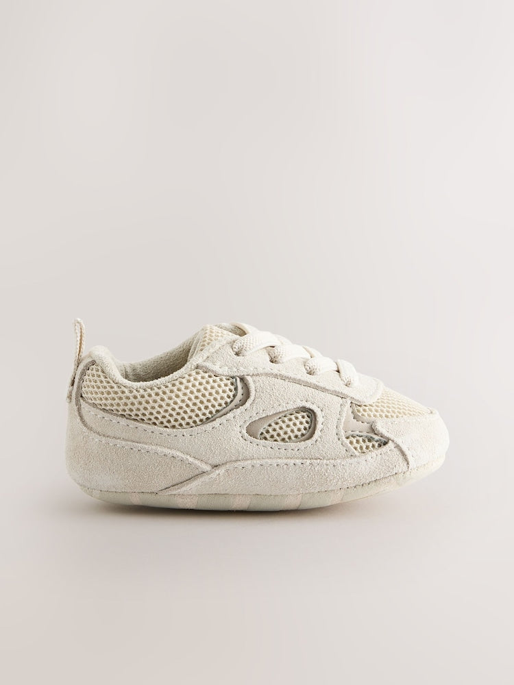 Neutral Baby Elastic Lace Slip-Ons Trainers (0-2mths)