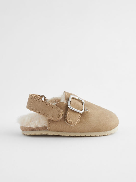 Neutral Faux Fur Lined Baby Clogs (0-18mths)