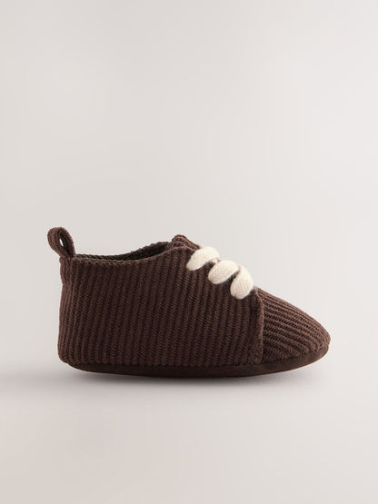 Chocolate Brown Cord Baby Shoes (0-2mths)