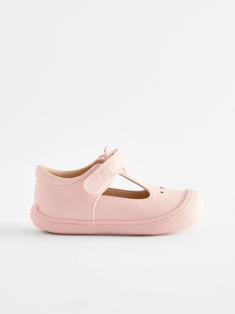 Pink Standard Fit (F) Crawler T-Bar Shoes