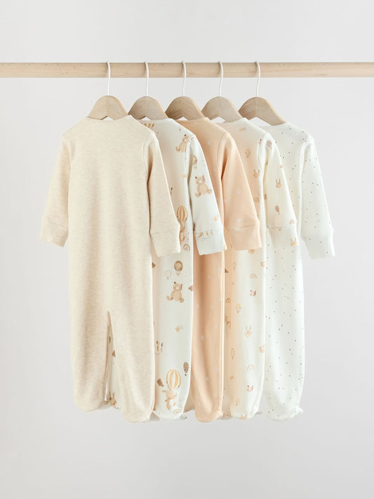 Neutral Bear Character Sleepsuits 5 Pack (0mths-2yrs)
