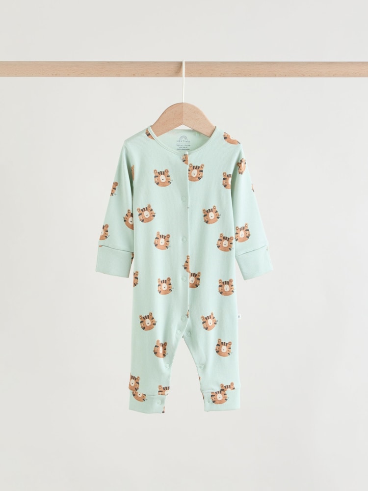 Multi Safari Animal Baby Sleepsuits 4 Pack (0mths-3yrs)