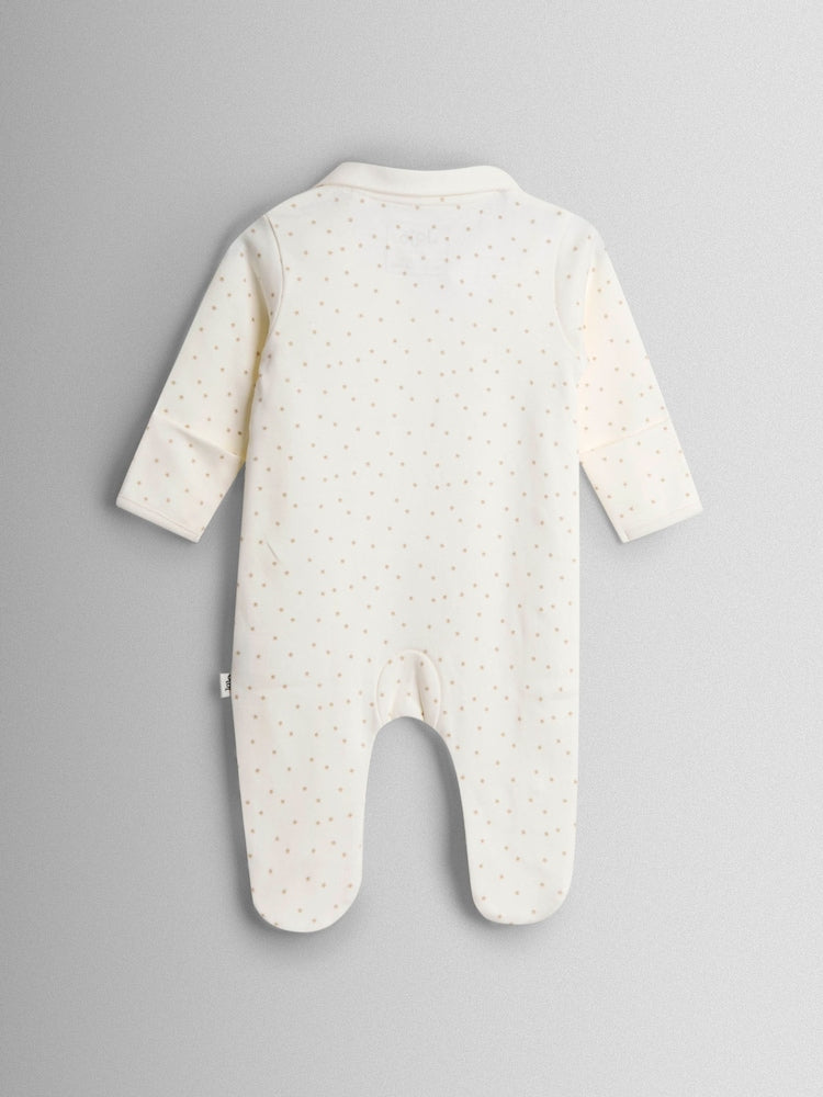 JoJo Maman Bébé Cream Spotted Organic Cotton 'I Love My Daddy' Sleepsuit