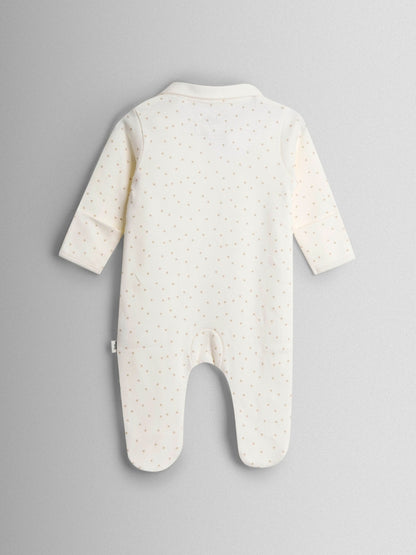 JoJo Maman Bébé Cream Spotted Organic Cotton 'I Love My Daddy' Sleepsuit