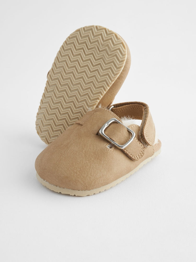 Neutral Faux Fur Lined Baby Clogs (0-18mths)