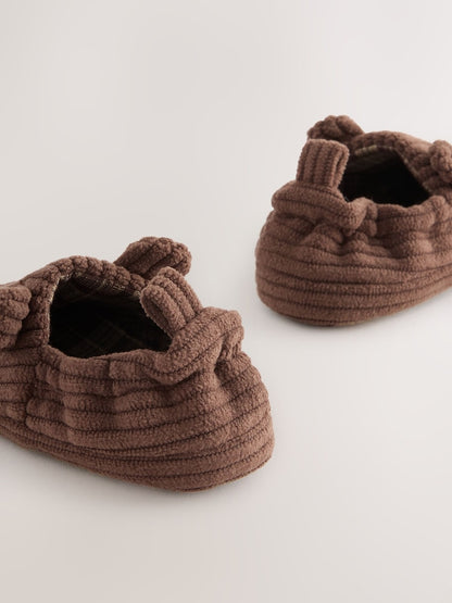 Chocolate Brown Bear Baby Slip-Ons Shoes (0-2mths)