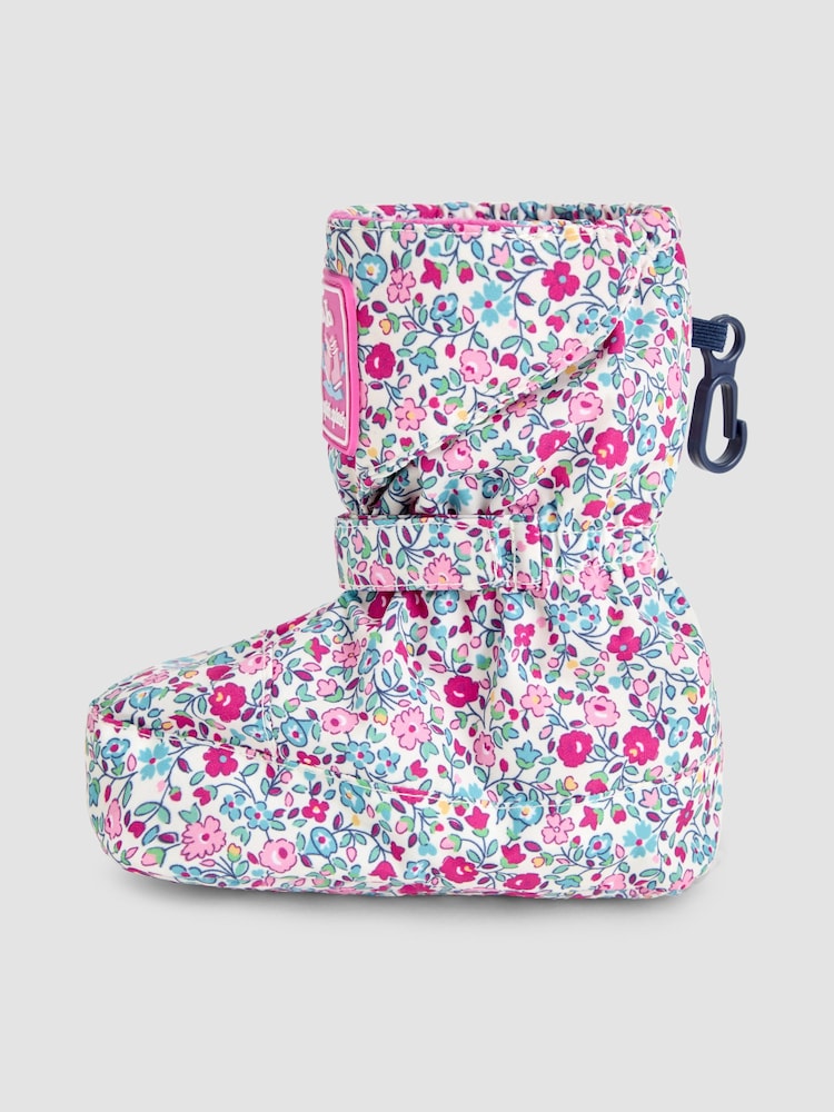 JoJo Maman Bébé Cream Ditsy Print Fleece Lined Booties