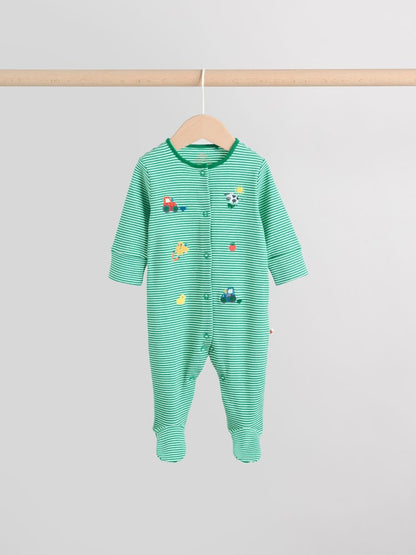 Multi Farm 3 Pack Baby Sleepsuits (0mths-2yrs)