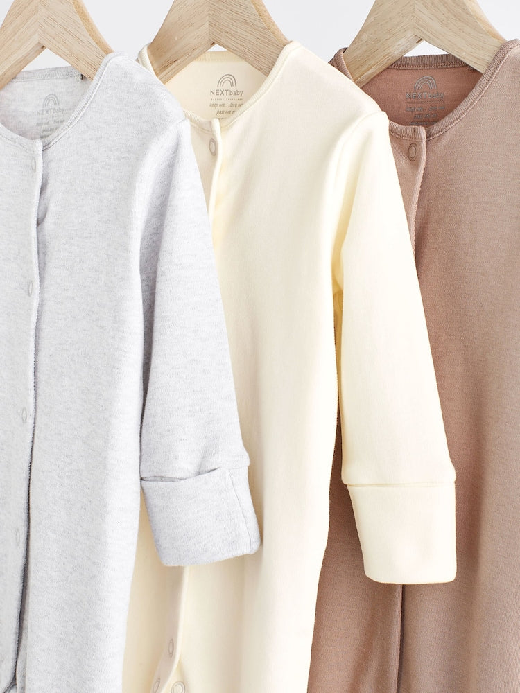 Neutral Baby 100% Cotton Sleepsuits 3 Pack (0-2yrs)