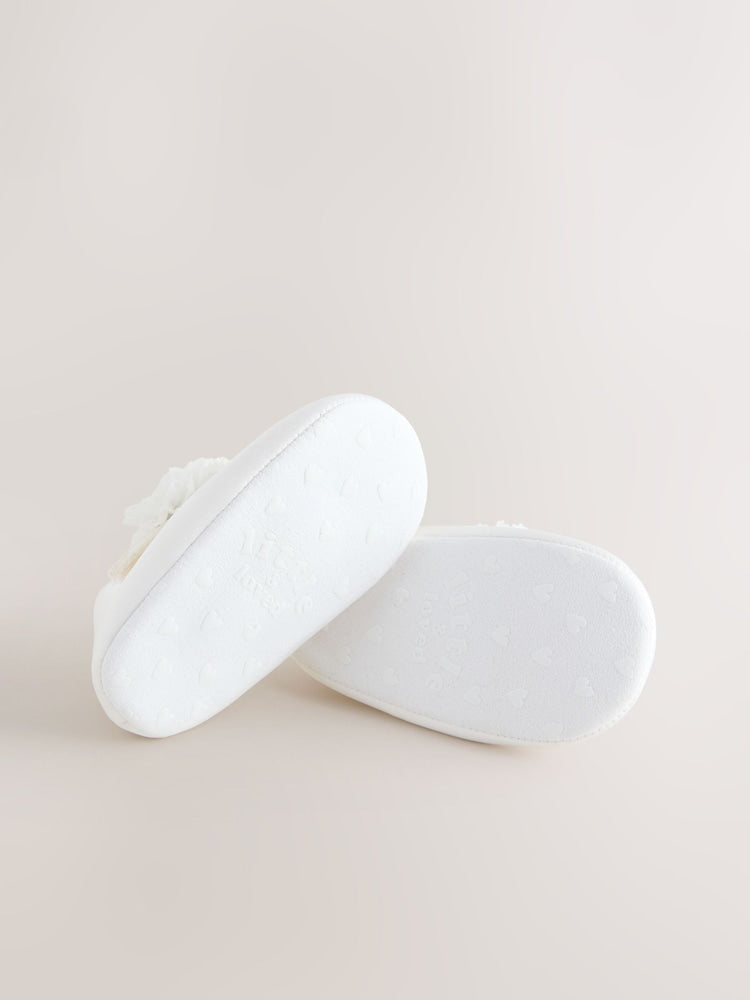 White Satin Baby Corsage Shoes (0-24mths)