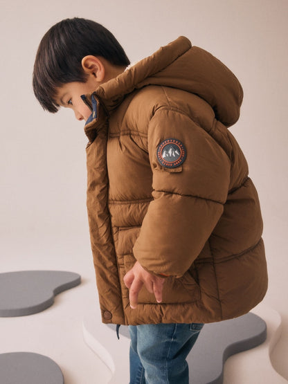 Brown Borg Lined Padded Shower Resistant Coat (3mths-7yrs)