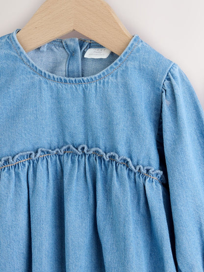 Denim Blue Baby Bloomer Rompers Set 2 Piece with Tights (0mths-3yrs)