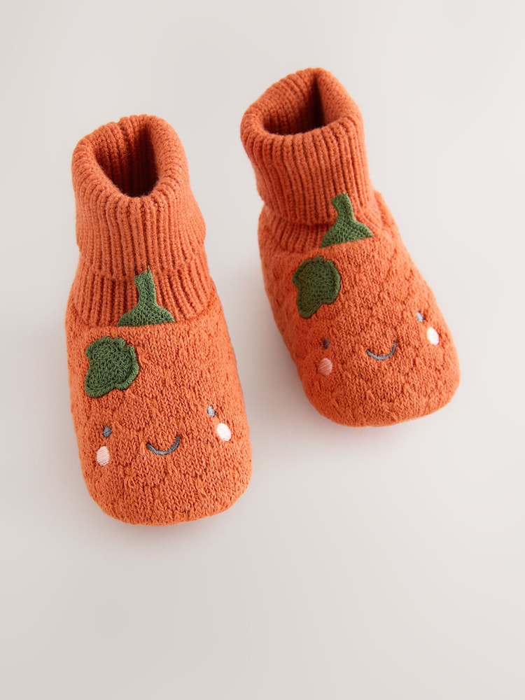 Orange Pumpkin Baby Sock Top Boots (0-18mths)