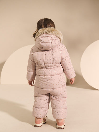 Pale Pink Print Shower Resistant Snowsuit (3mths-7yrs)
