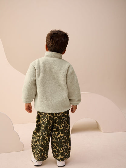 Stone Plain Funnel Neck Fleece Zip Through Fleece (3mths-7yrs)