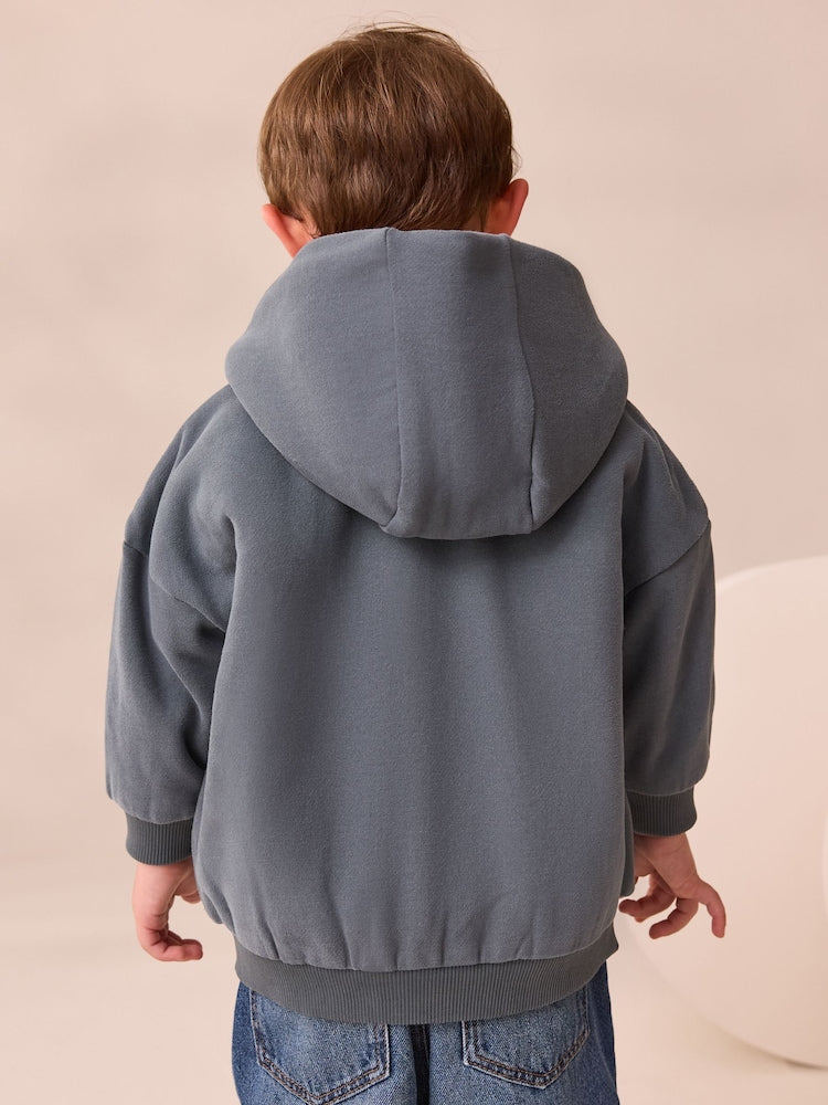 Charcoal Grey Borg Lined Zip Through Hoodie (3mths-7yrs) Immediate