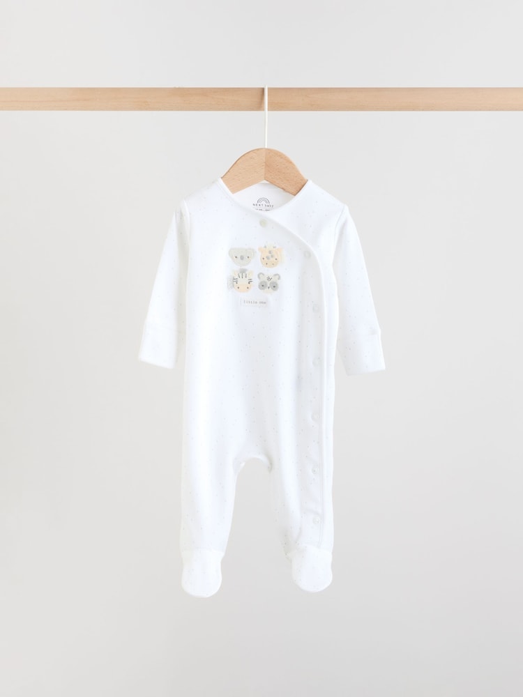 White Safari Baby Sleepsuits 3 Pack (0-2yrs)