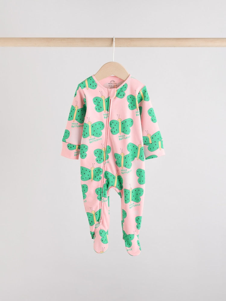 Bright Two Way Zip Sleepsuits 3 Pack (0-2yrs)