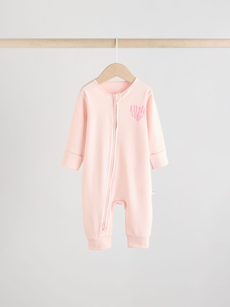 Pink Print Two Way Zip Baby Sleepsuits 4 Pack (0mths-3yrs)