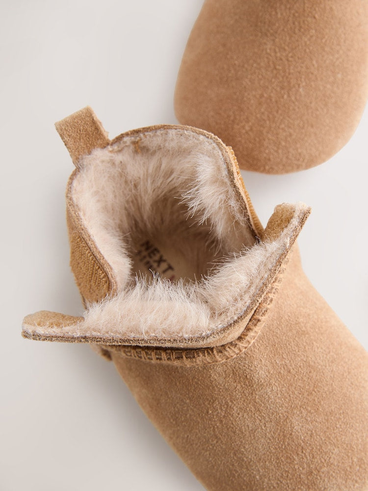 Tan Brown Suede Baby Pull-On Boots (0-24mths)