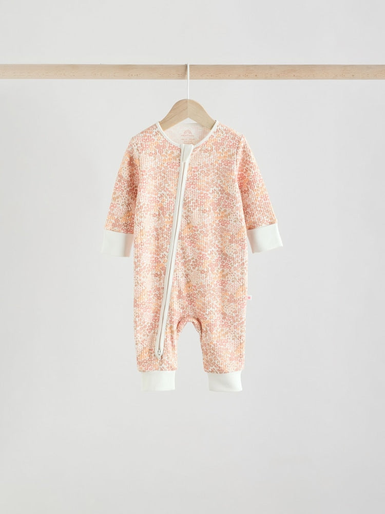 Neutral 5 Pack Two Way Zip Baby Sleepsuits (0mths-3yrs)