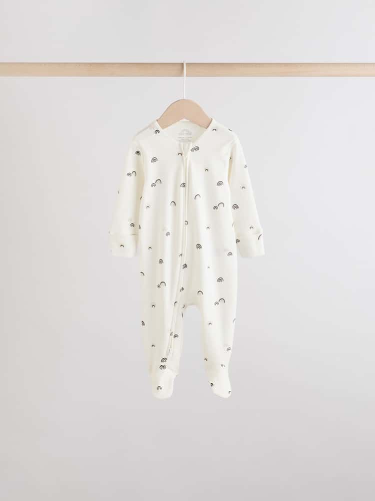 White/Black Two Way Zip Baby Sleepsuits 4 Pack (0mths-2yrs)