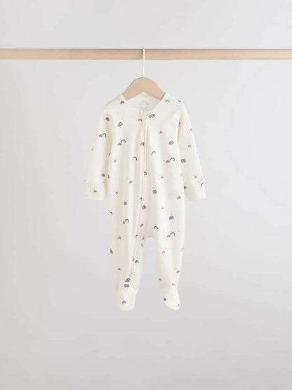 White/Black Two Way Zip Baby Sleepsuits 4 Pack (0mths-2yrs)