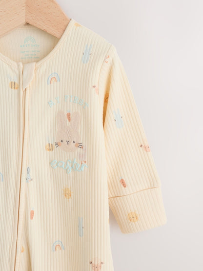 Neutral My First Easter Two Way Zip Baby Sleepsuit (0-18mths)