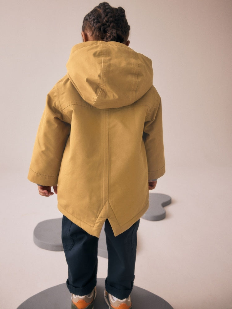 Ochre Yellow Waterproof Borg Lined Parka Coat (3mths-7yrs)