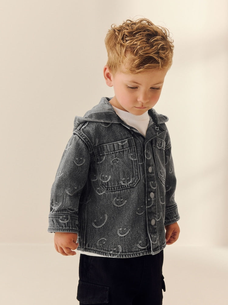 Grey Face Denim Hooded Overshirt (3mths-7yrs)